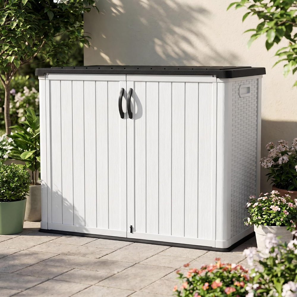 Devoko 26 Cu Ft Resin Outdoor Storage Cabinet with Lockable Doors, White