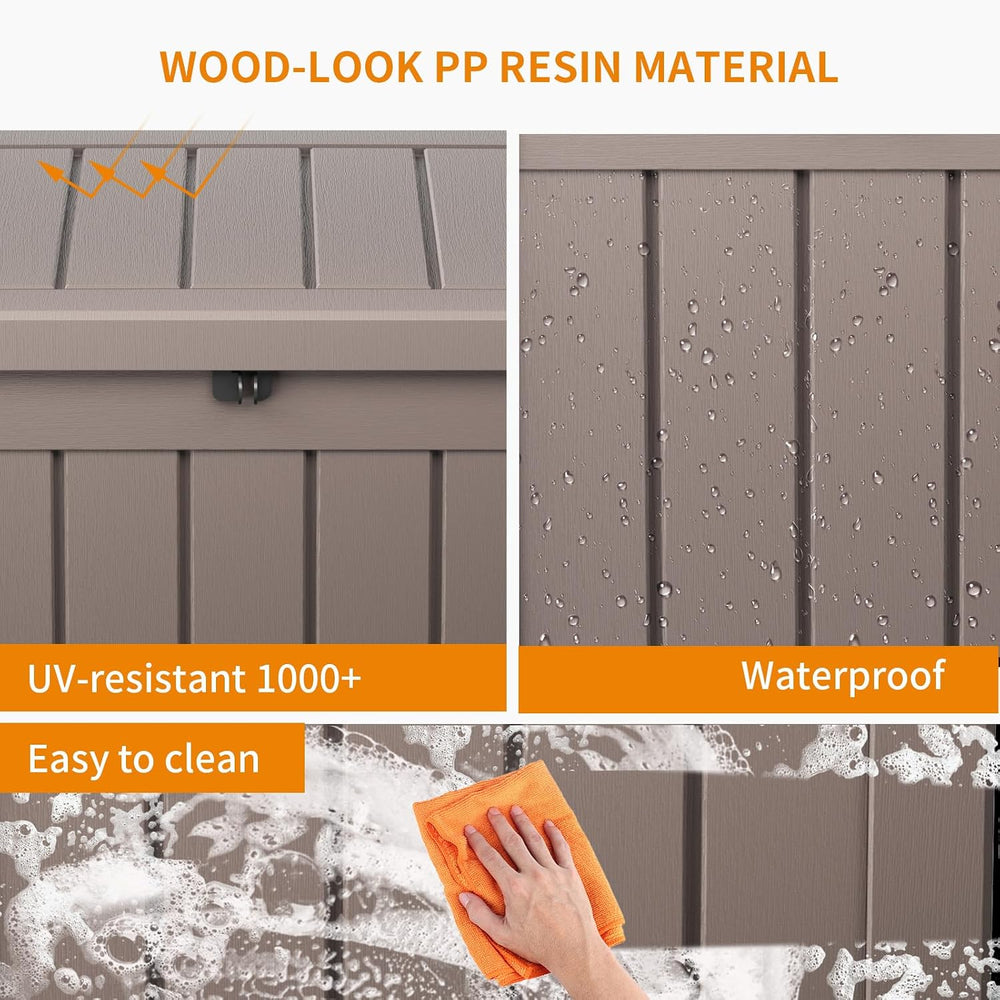 Vixzen 51 Gallon Deck Boxes Outdoor Waterproof, Lockable Resin Storage Box wi...