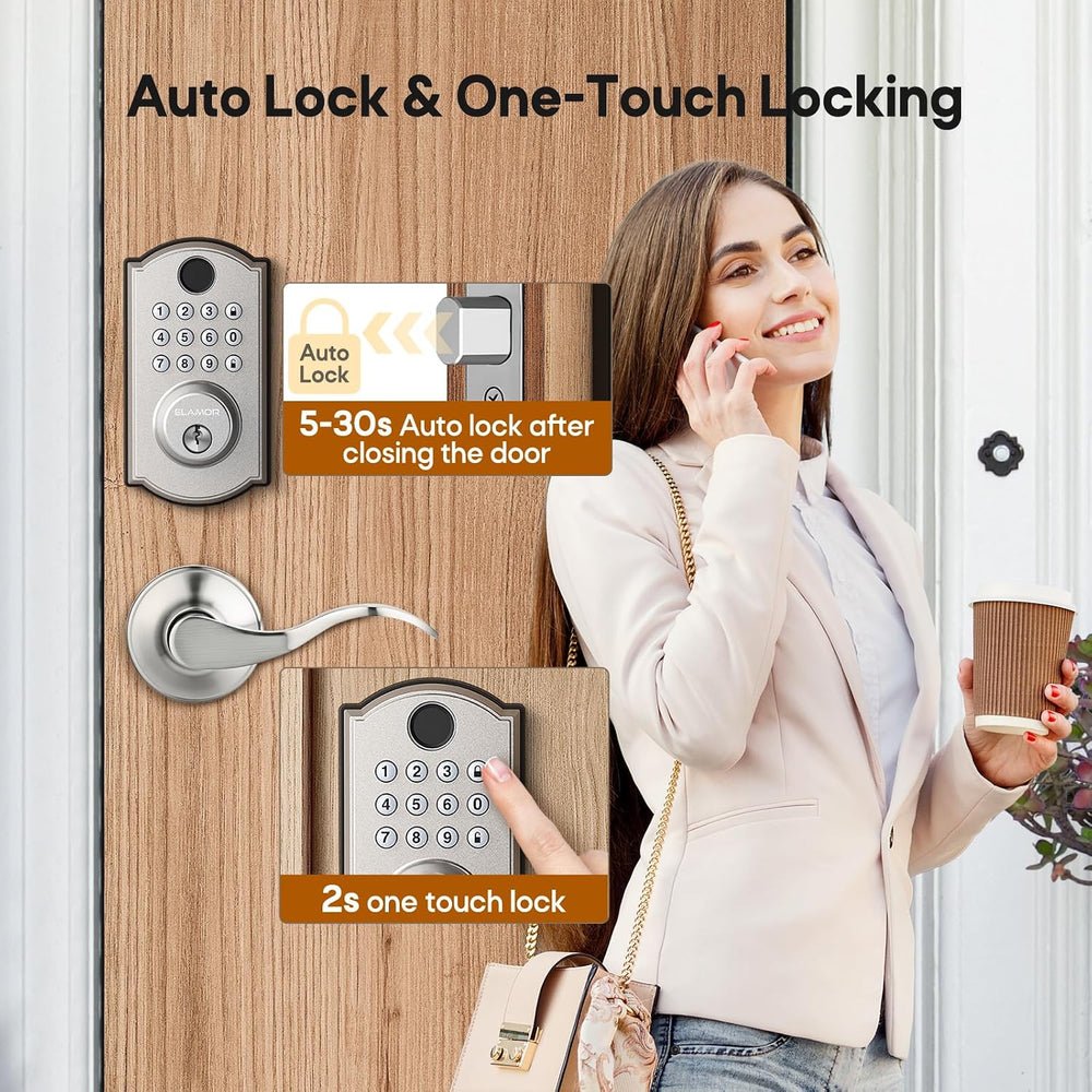 M19 Fingerprint Door Lock, Front Deadbolt with 2 Lever Handles SN