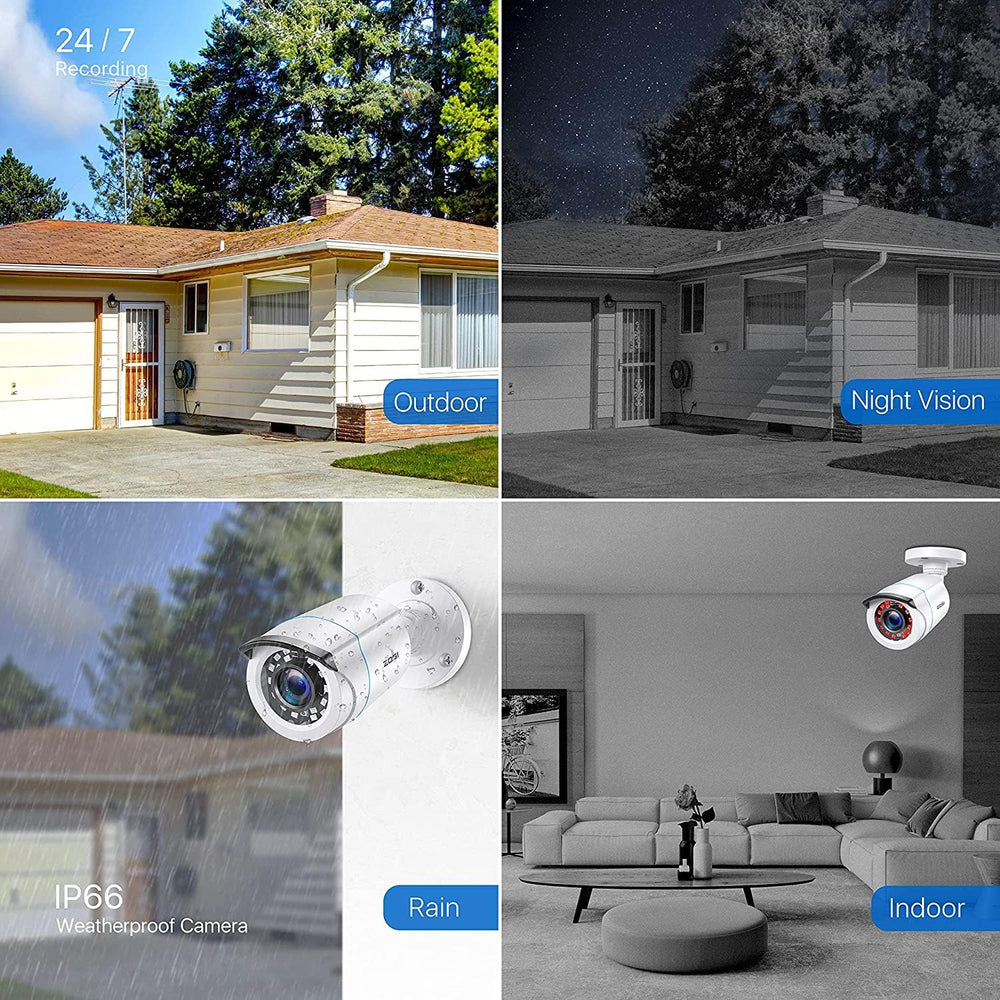 ZOSI 4 Pack 1080p HD-TVI Security Camera Outdoor, 1920TVI Bullet Camera