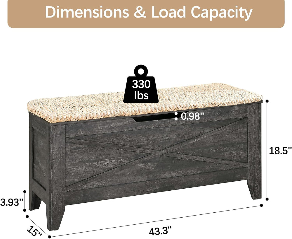 VECELO 43.3" Storage Bench, Entryway Shoe Ottoman, Farmhouse Style Bench...