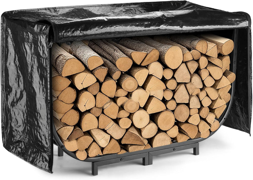 facka 40 Inch Firewood Rack Outdoor with Cover, Metal Wood Rack