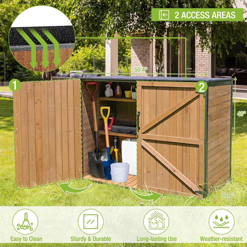 GUTINNEEN Outdoor Storage Shed,Wood & Metal Vertical Cabinet with Waterpr...