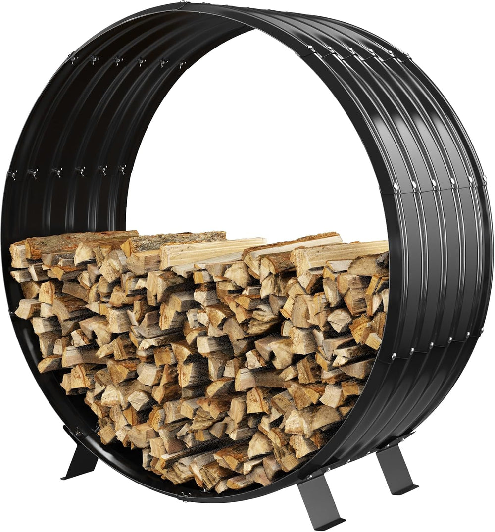 3.3 FT Diameter Round Firewood Rack with 4 Steel Legs Outdoor / Indoor