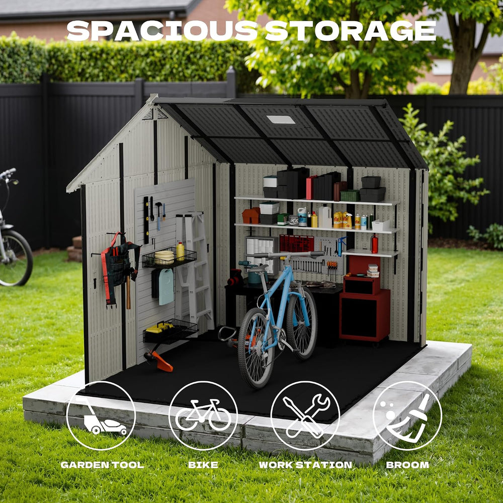 Devoko 10x8 FT Resin Storage Shed with Floor, Large Outdoor Plastic Sheds
