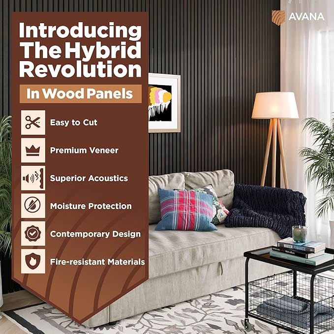 Avana Acoustic Wood Wall Panels – 94.4 X 12.6 Inch Smoke Oak Acoustic Panels ...