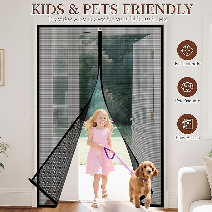 yotache Magnetic Screen Door Fits Door Size 62 x 80, Screen Size 64" x 8...