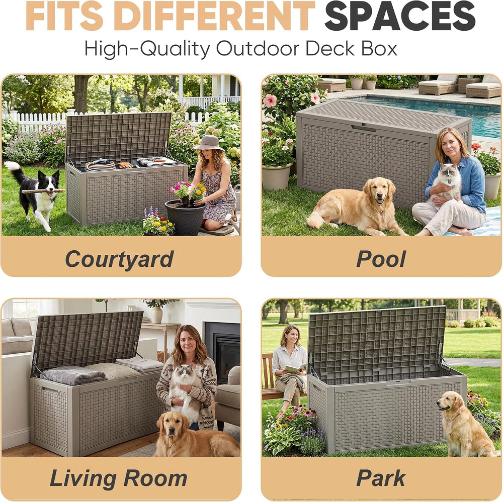 EasyUp 110 Gal Waterproof Outdoor Storage Box UV Resistant Deck Box