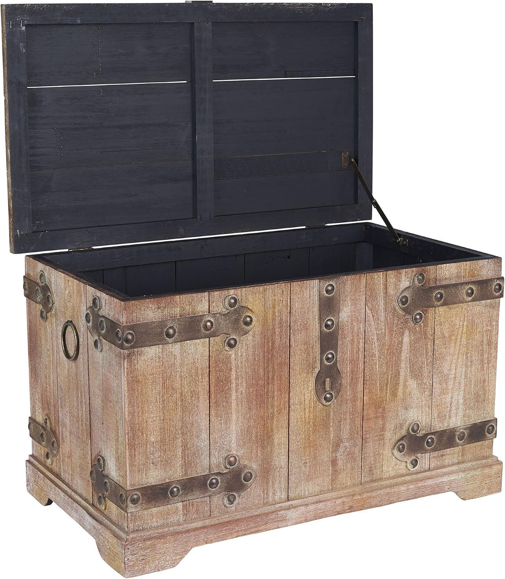 Household Essentials Victorian Style Decorative Trunk in Chinese Fir Wood wit...