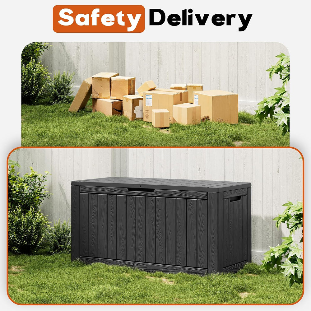 Waterproof Outdoor Storage Box, Resin Patio Organizer,120 Gal,Black