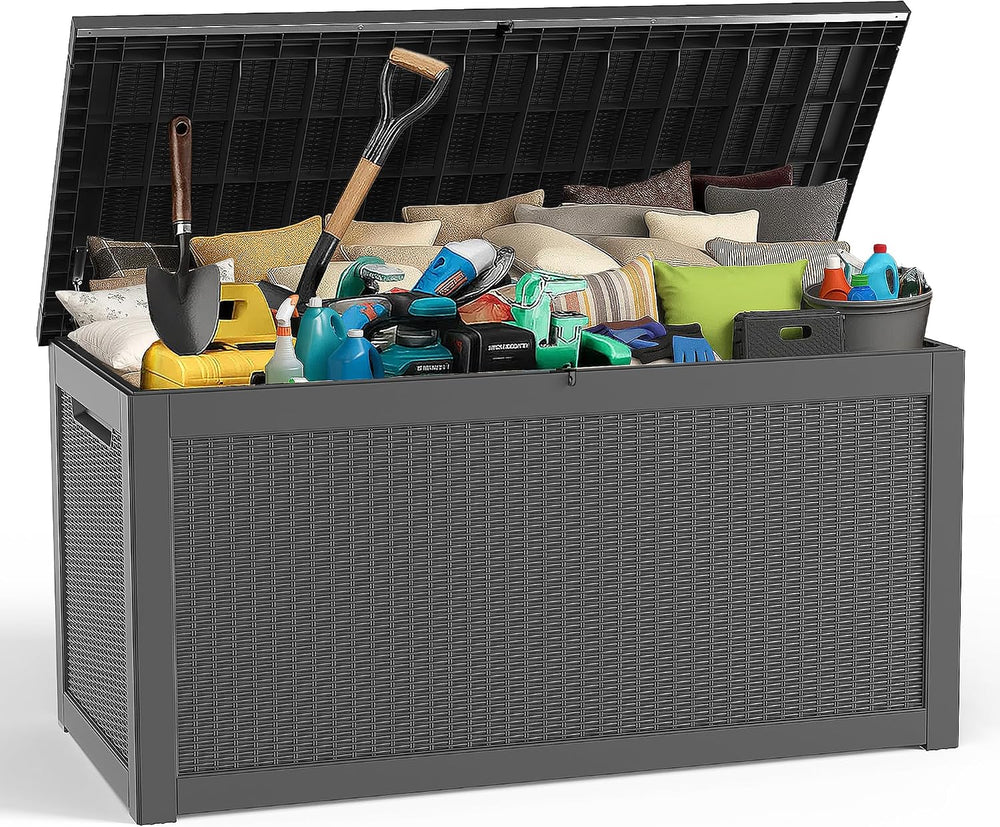 ROJIK Outdoor Storage Housing Deck Box - Waterproof Patio Furniture, Garden T...