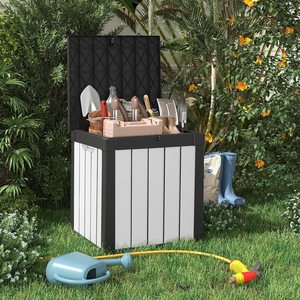 ROJIK 50 Gallon Resin Deck Box, Lockable Waterproof Weatherproof Outdoor Stor...