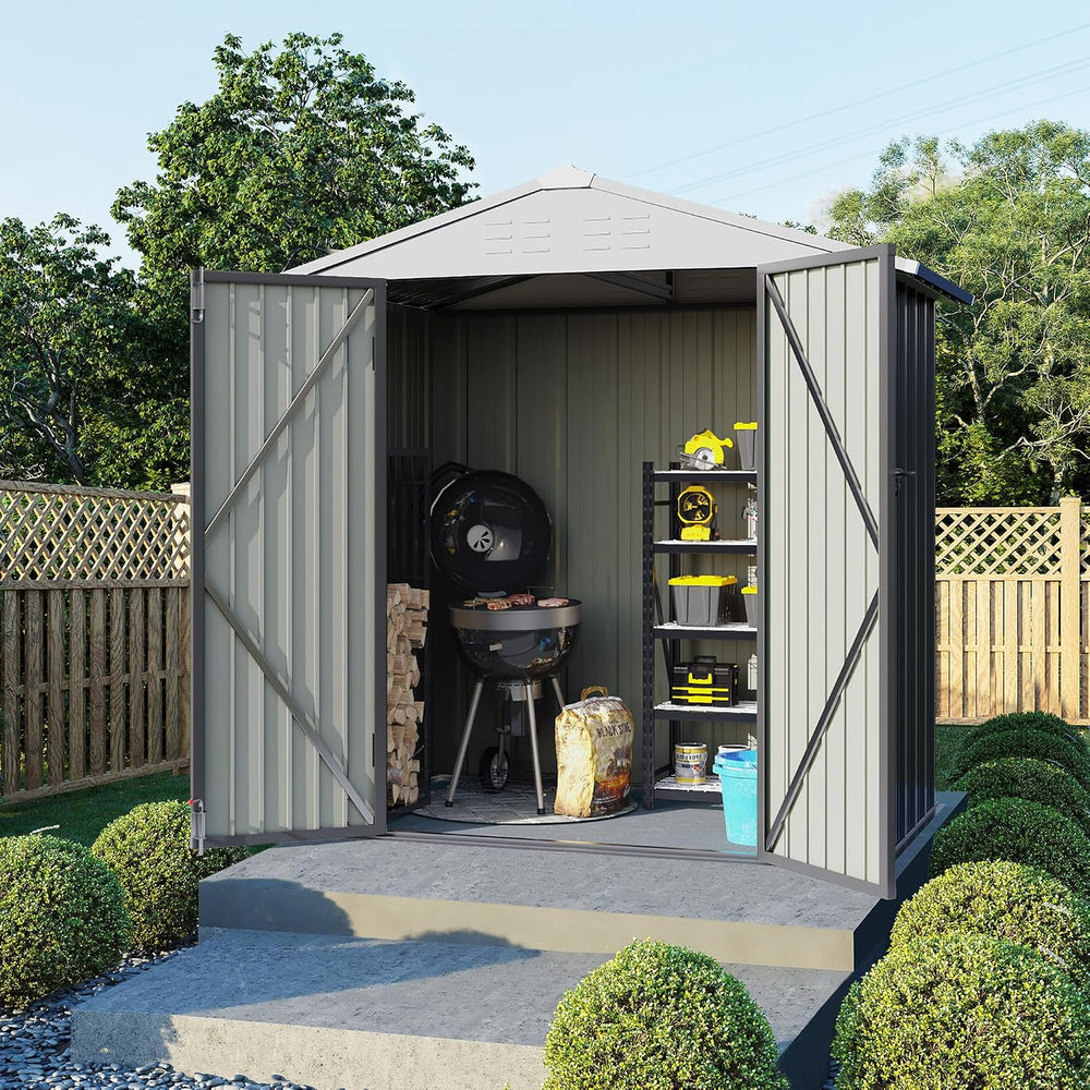 Flamaker 6x4 FT Storage Shed Waterproof Metal Garden Shed with Lockable Door ...