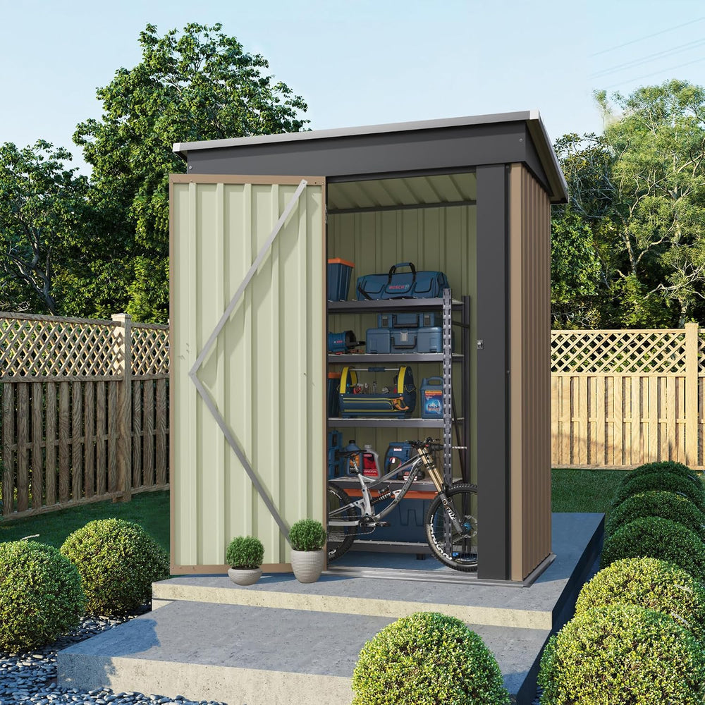 Flamaker 5x3 FT Storage Shed Waterproof Metal Garden Shed with Lockable Door ...
