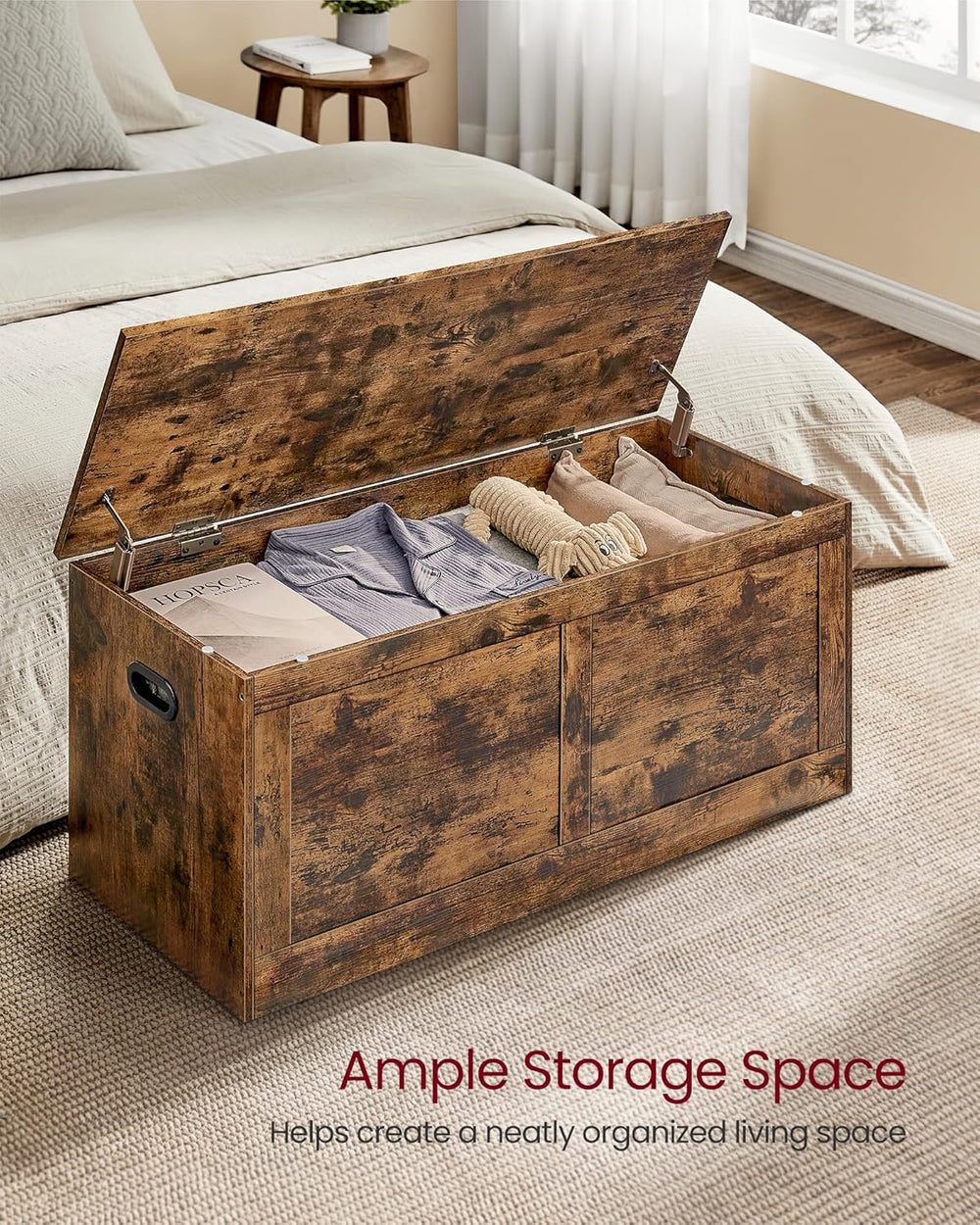 VASAGLE Storage Chest with 2 Safety Hinges, 15.7 x 39.4 x 18.3 Inches