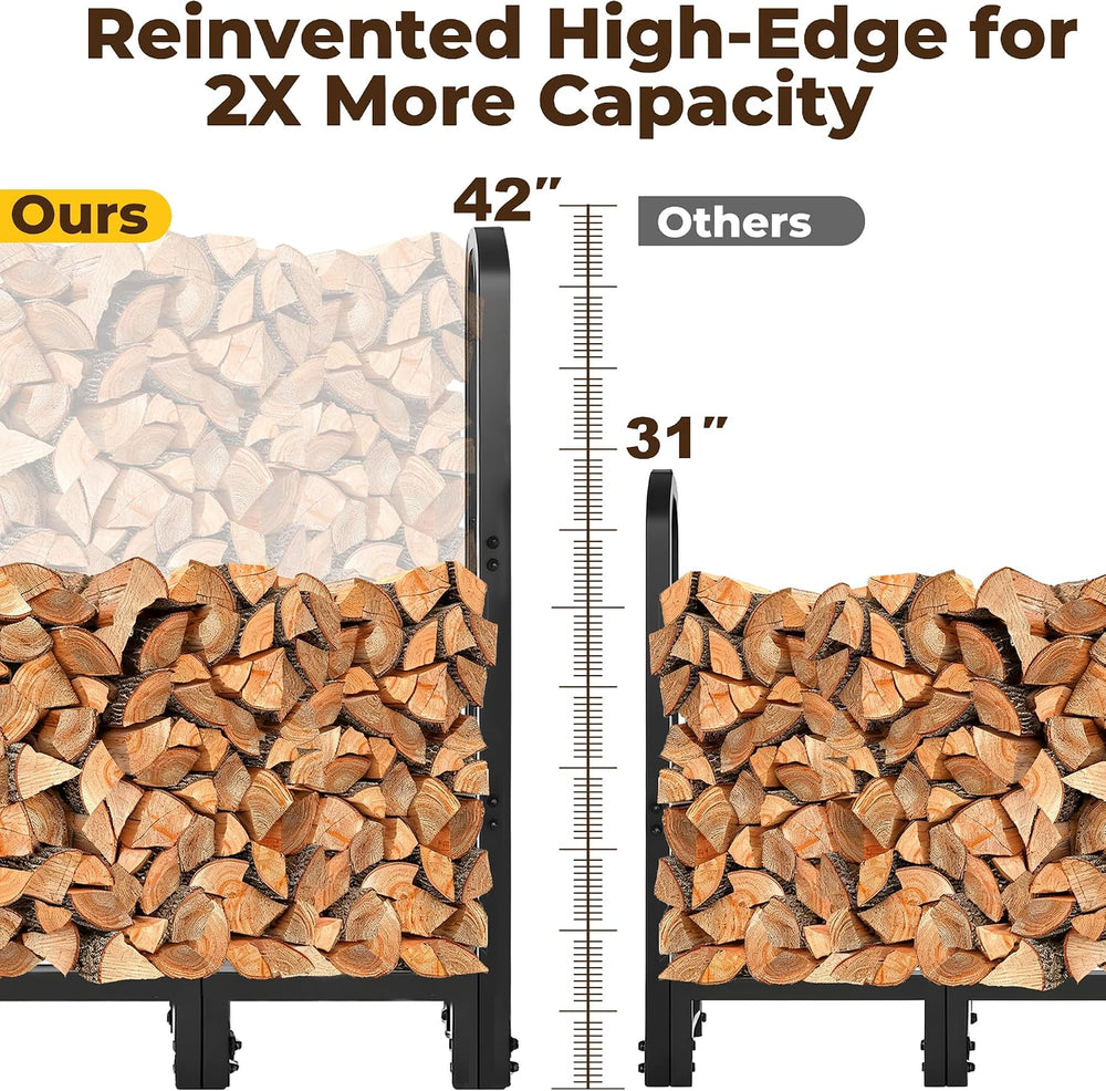 Amagabeli 8ft Firewood Log Rack Outdoor Heavy Duty Logs Holder for Fireplace ...