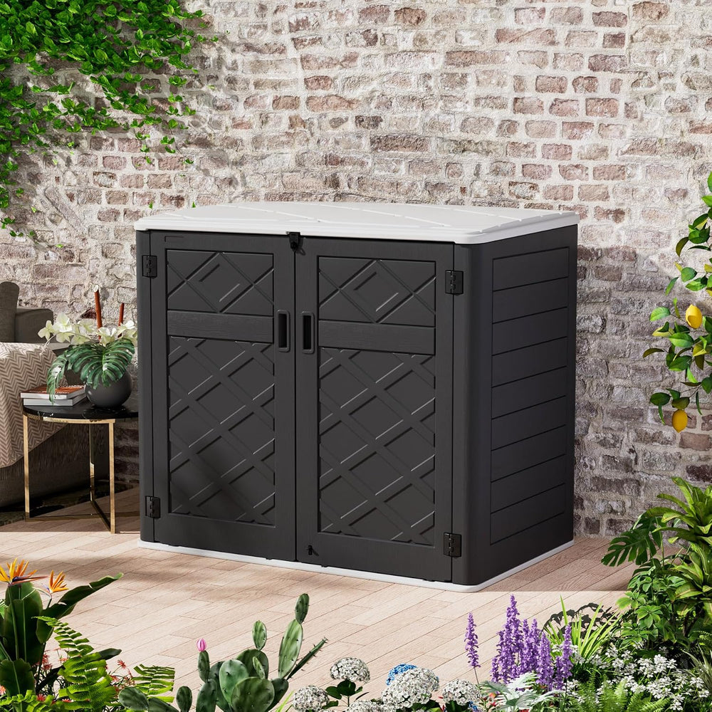 Mrosaa Resin Outdoor Storage Shed, 38 cu.ft Outdoor Storage Box Waterproof fo...