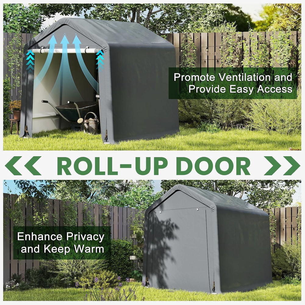 Tangkula 8x6.5Ft Portable Shed, Outdoor Storage Shelter with Waterproof Cover...