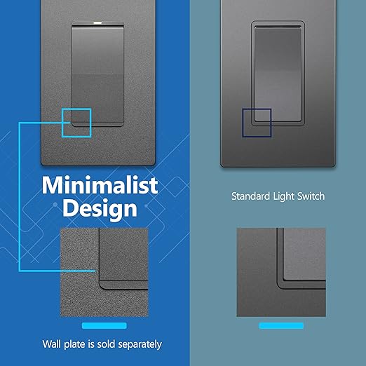 LIDER Minimalist Design Matte Finish Lighted Decorator Switch, Frameless Padd...