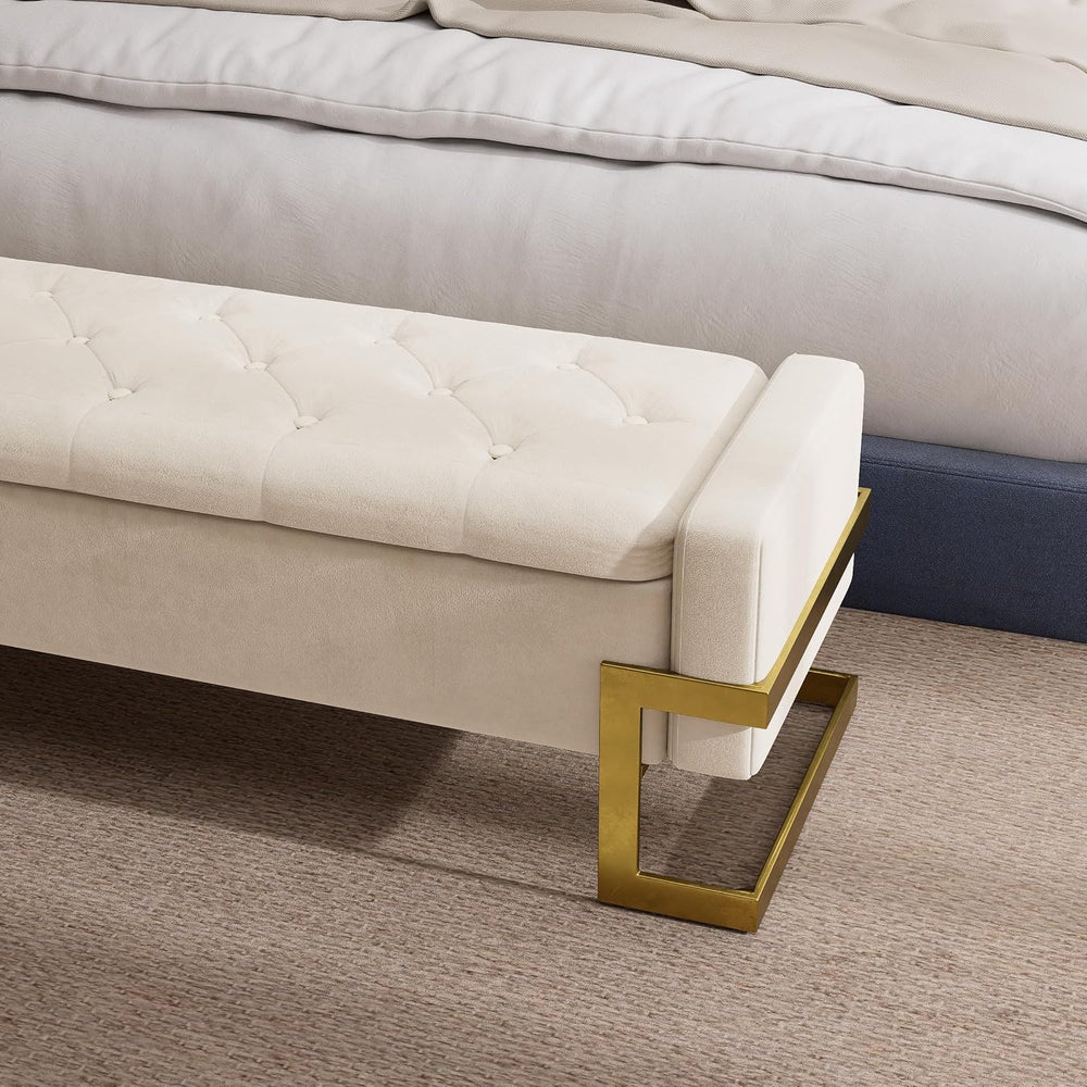 FiveWillowise 65 Inch Bedroom Storage Bench,Velvet End of Bed Benches
