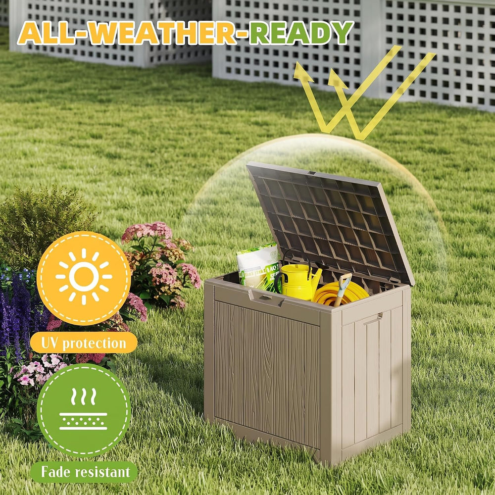 30 Gallon Outdoor Storage Box Weather Resistant UV Protection Waterproof Resi...