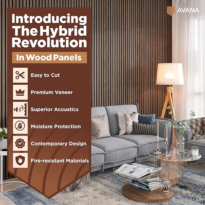 Avana Acoustic Wood Wall Panels – 47.2 X 12.6 Inch Walnut Acoustic Panels 2 PCs
