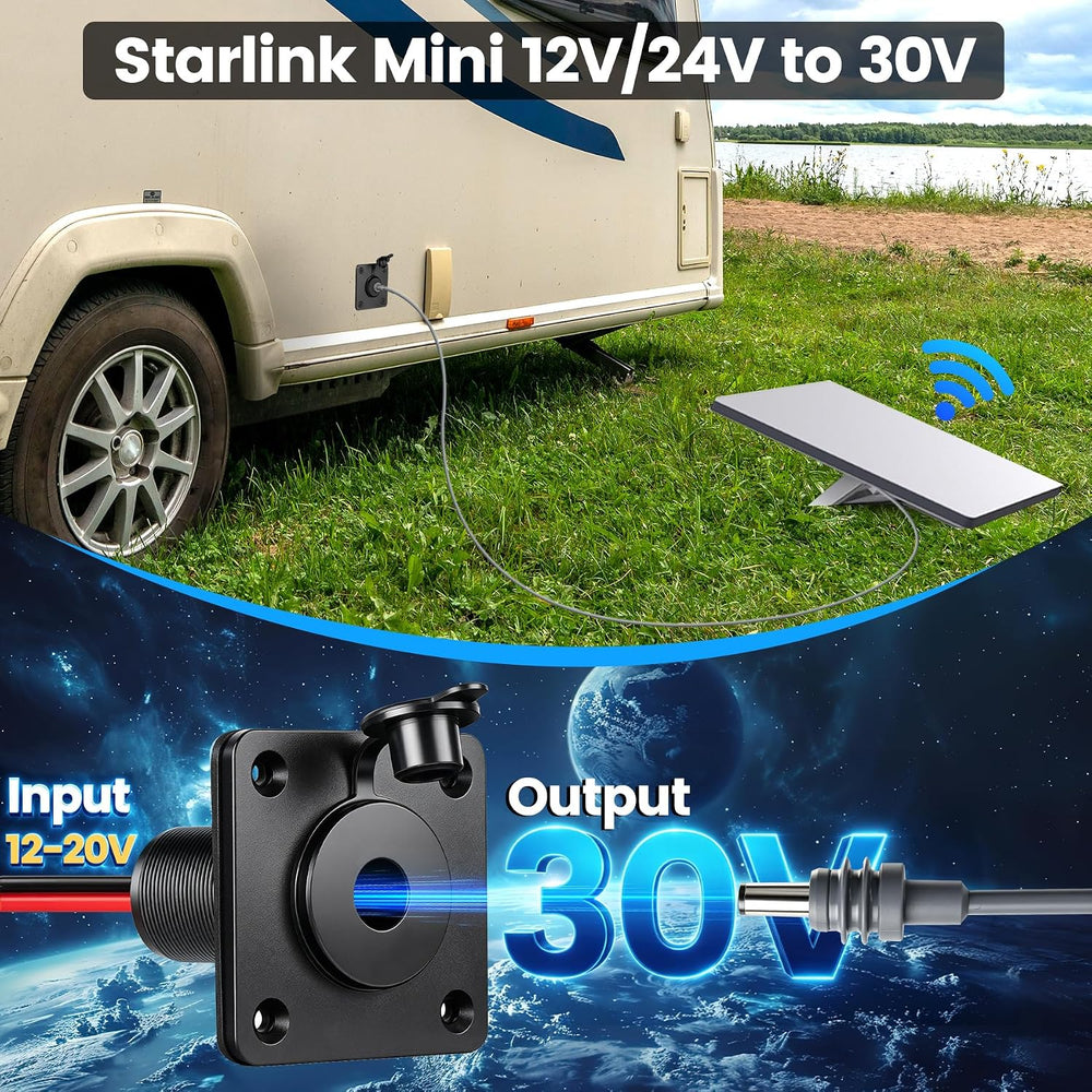 30V Bulkhead Fitting Power Supply Pass Through for Starlink Mini