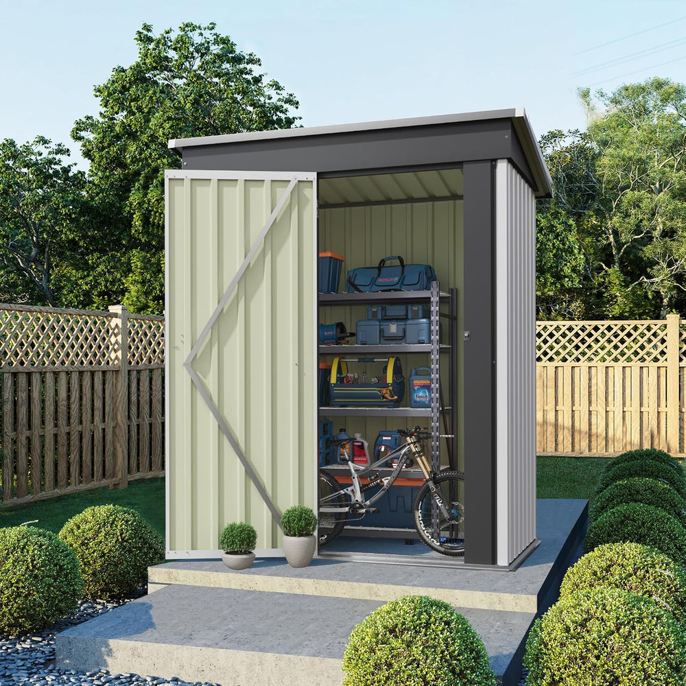 Flamaker 5x3 FT Storage Shed Waterproof Metal Garden Shed with Lockable Door ...