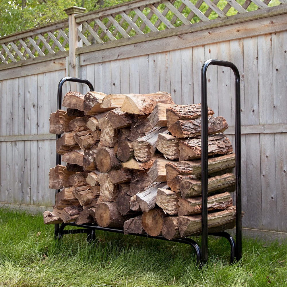 Pure Garden 4ft Firewood Rack Outdoor Wood Rack Log Holder - Heavy Duty Tubul...