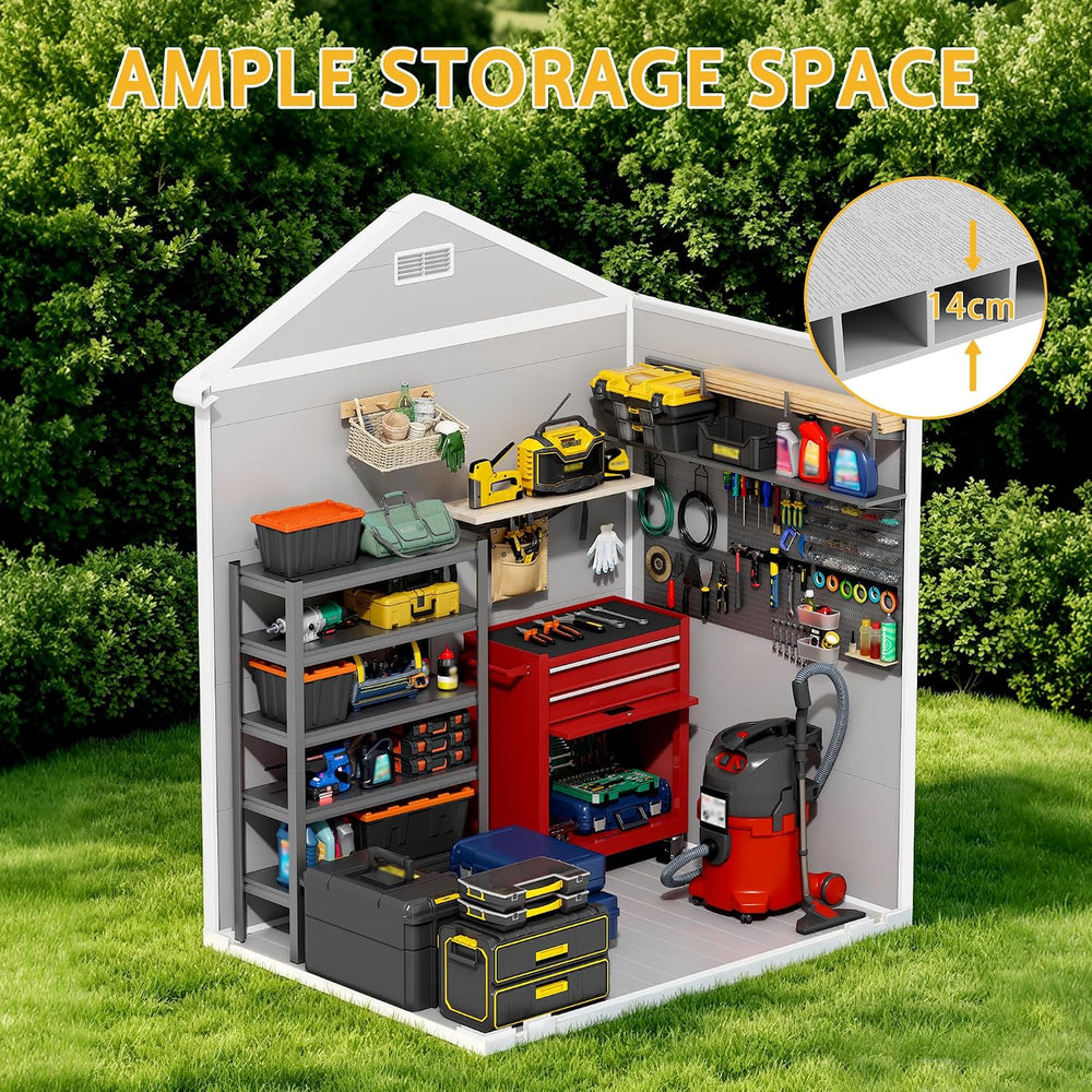 PIPLEO 6x4 FT Resin Outdoor Storage Shed with Floor, Plastic Garden Storage S...