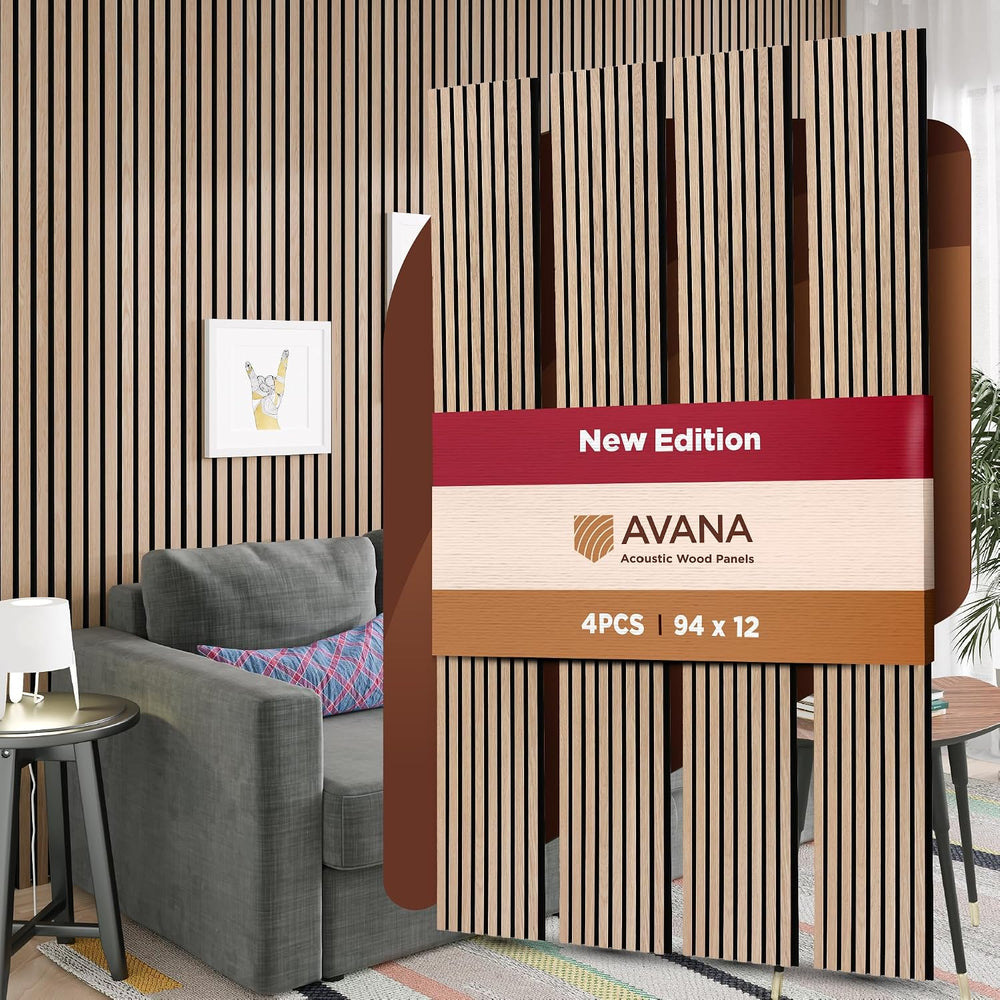 Avana Acoustic Wood Wall Panels – 94.4 X 12.6 Inch White Oak Acoustic Panels ...