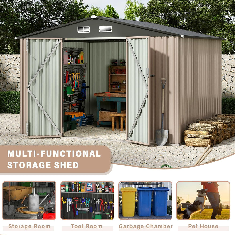 6x8 FT Metal Storage Sheds Outdoor, Metal Tool Shed with Lockable Door, Metal...