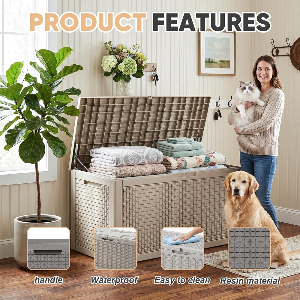 EasyUp 110 Gal Waterproof Outdoor Storage Box UV Resistant Deck Box
