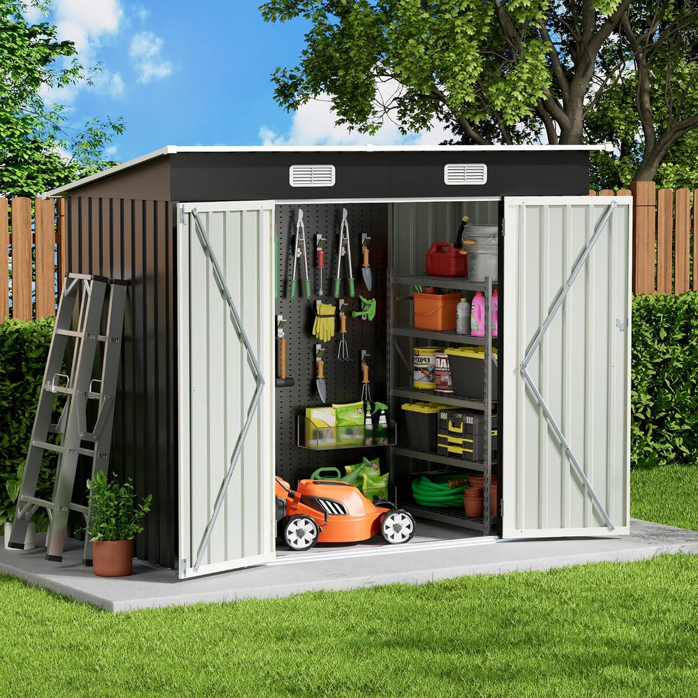 UDPATIO Storage Shed, 8X4 FT Metal Sheds & Outdoor Storage with Sloping R...