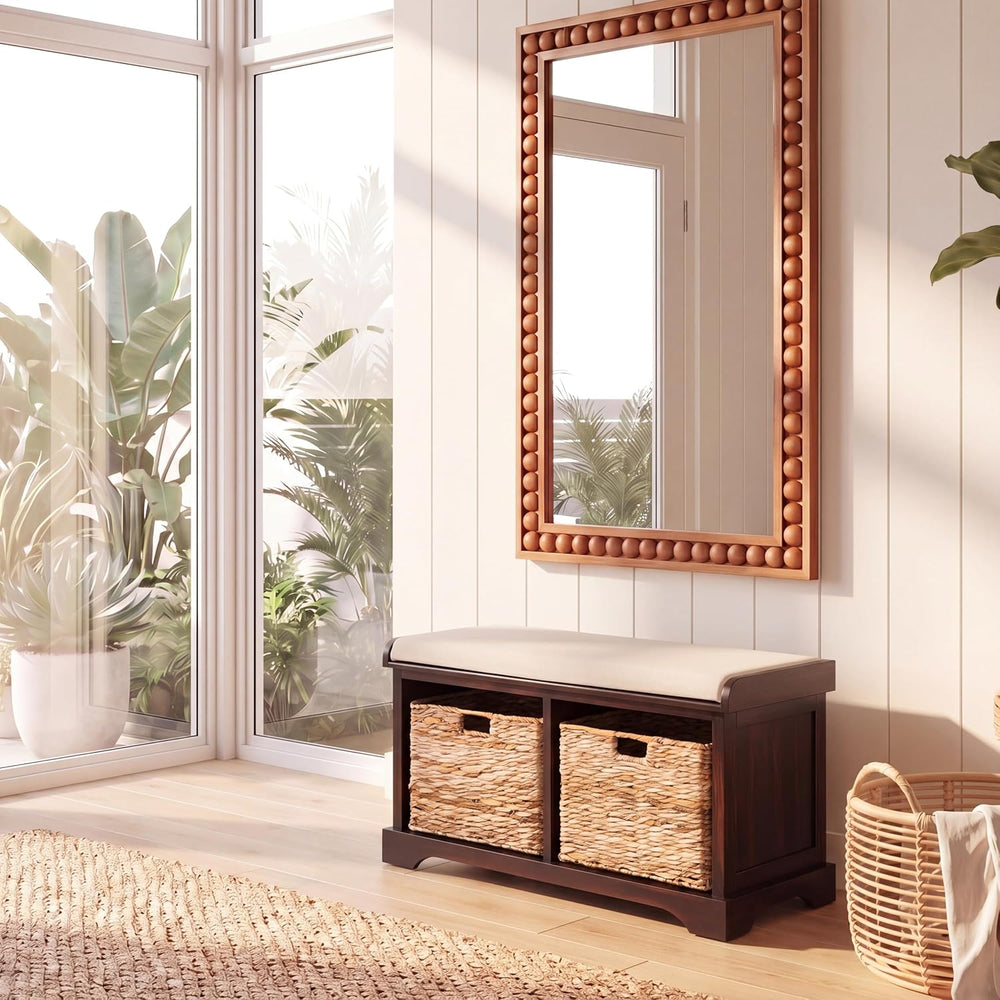 SAFAVIEH Freddy Wood Storage Bench, 33" Farmhouse Brown AMH5736A