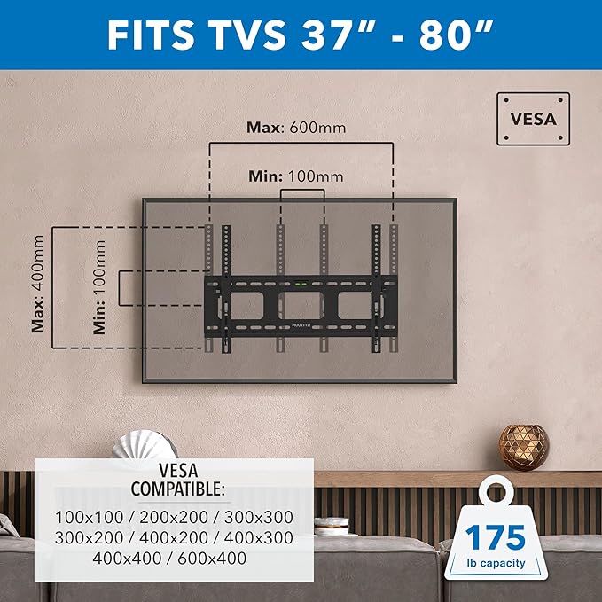 Mount-It Low-Profile Tilting TV Wall Mount Bracket