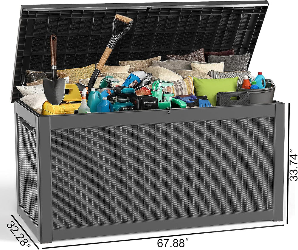 ROJIK Outdoor Storage Housing Deck Box - Waterproof Patio Furniture, Garden T...