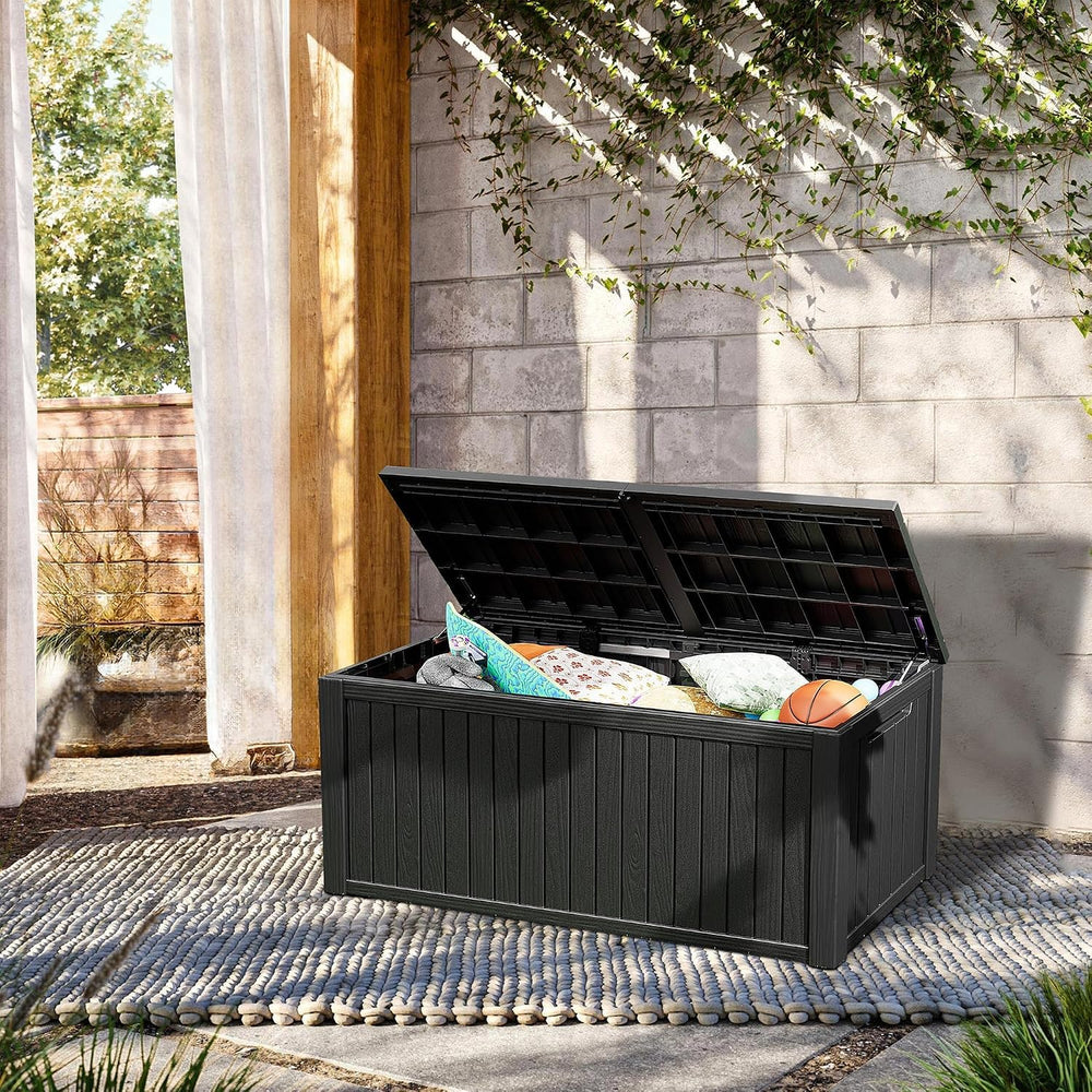 Outdoor Storage Box, 270 Gallon Waterproof Deck Box, Super-Sized Gas-Spring R...