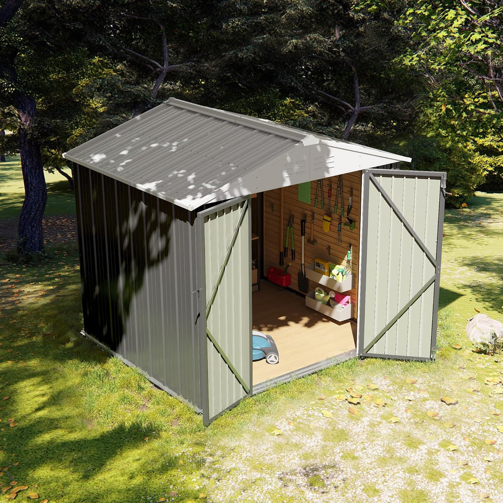 Flamaker 6x8 FT Storage Shed Waterproof Metal Garden Shed with Lockable Door ...