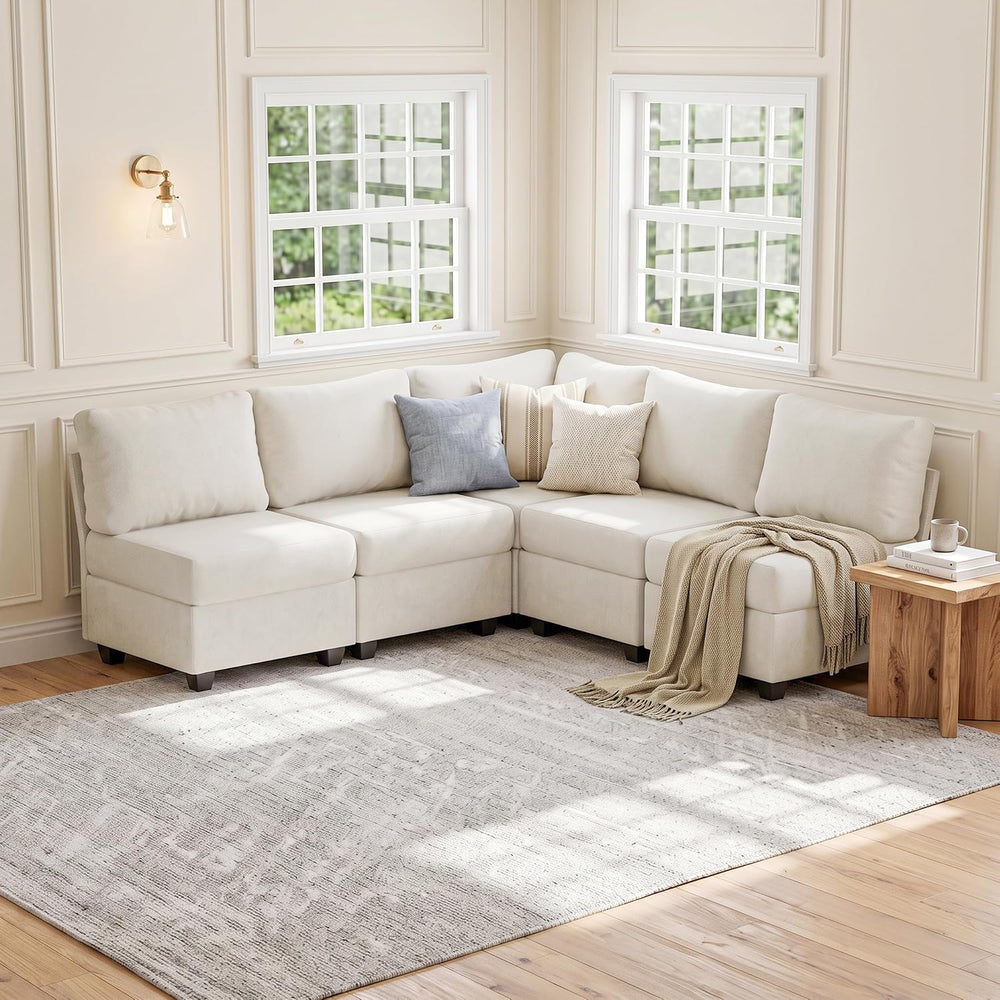 Breakfast Nook Bench with Storage, 5 Seats Modular Corner Banquette Seating