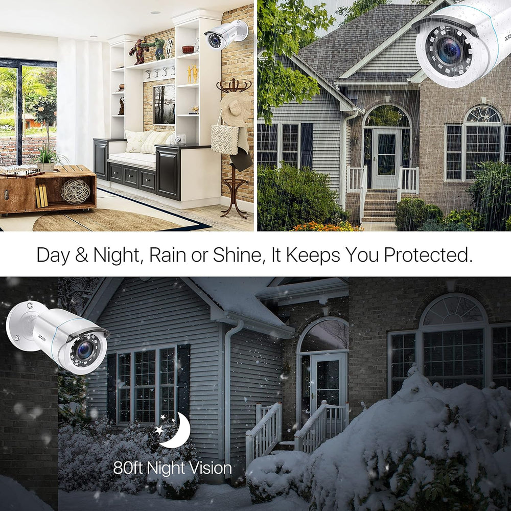 ZOSI 4 Pack 1080p HD-TVI Security Camera Outdoor, 1920TVI Bullet Camera