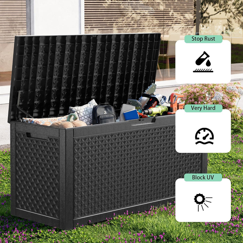 ROJIK Outdoor Storage Housing Deck Box - Waterproof Patio Furniture, Garden T...