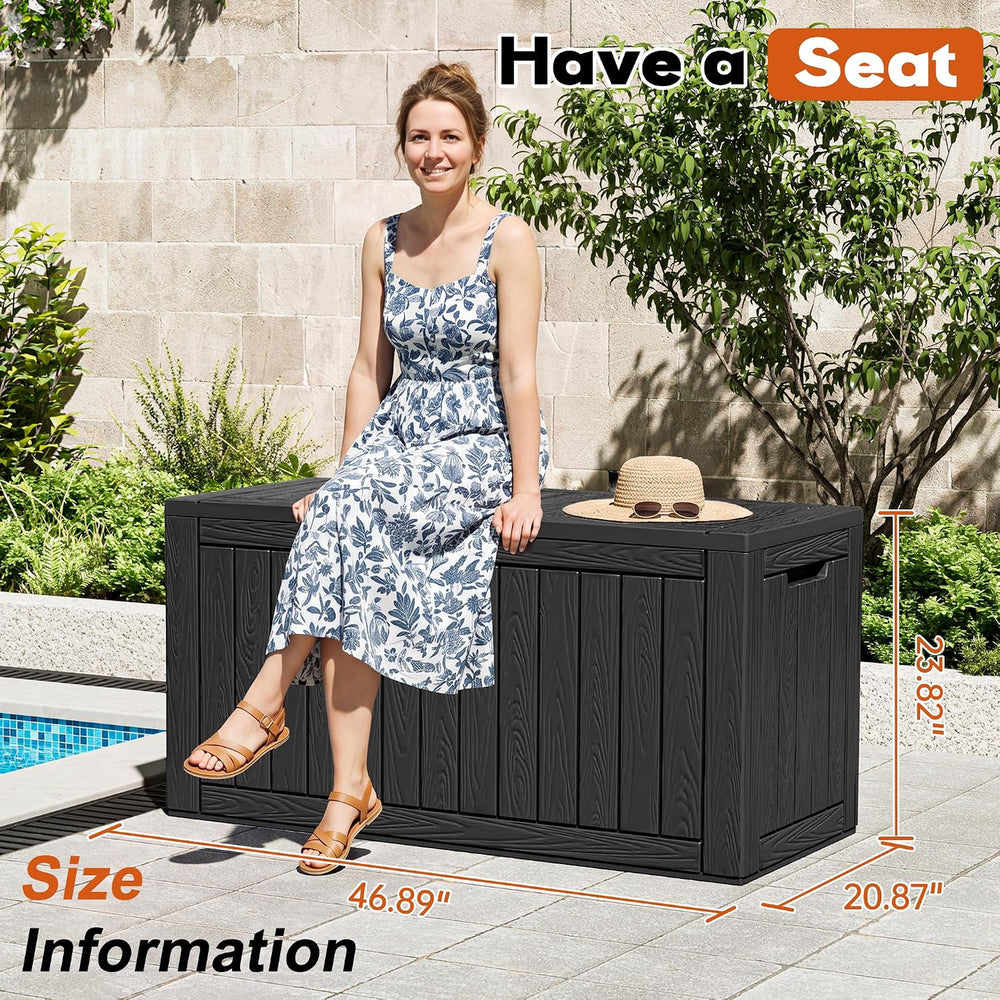 Waterproof Outdoor Storage Box, Resin Patio Organizer,120 Gal,Black