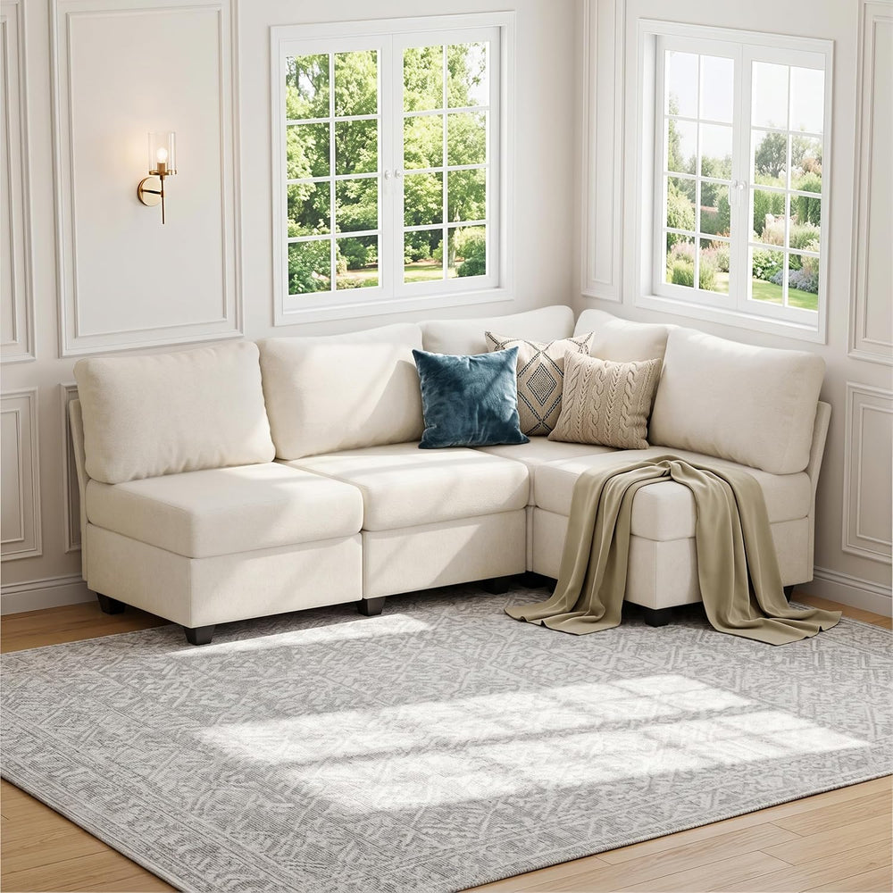 Breakfast Nook Bench with Storage, 4 Seats Modular Corner Banquette Seating