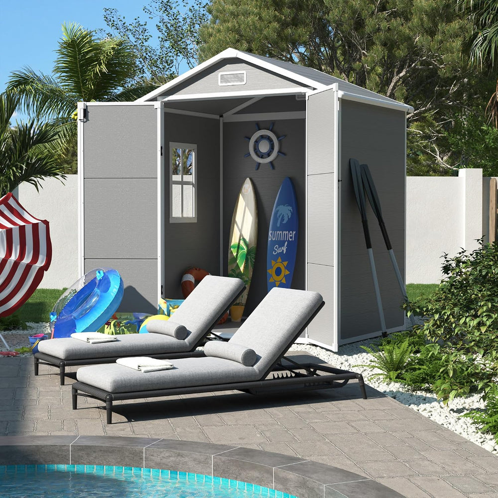 UDPATIO Outdoor Resin Storage Shed 6x4 FT Weatherproof with Floor, Grey