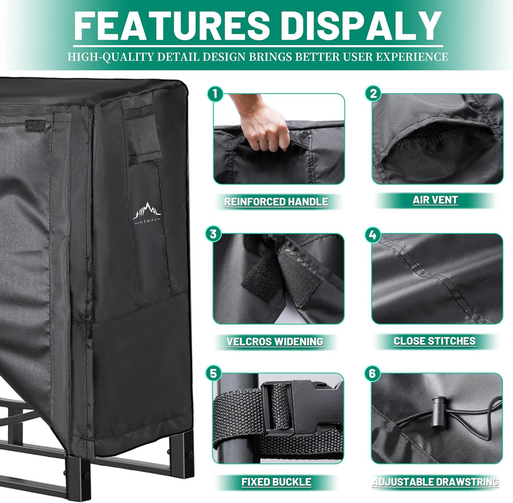 Himal 4ft Firewood Rack Cover Outdoor Waterproof, Black
