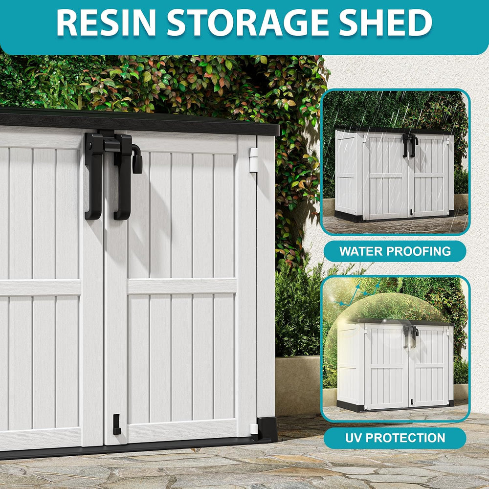 Outdoor Storage Shed 36 Cu Ft with Lockable Doors, Waterproof Storage Box for...