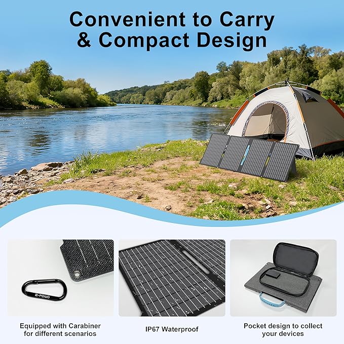 E-POWO 60W Portable Solar Panels Chargers