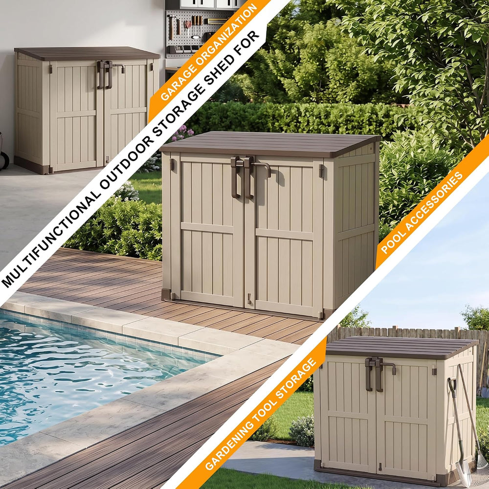 Outdoor Storage Box & Cabinet 36 Cu Ft, Patio Storage Box, Brown