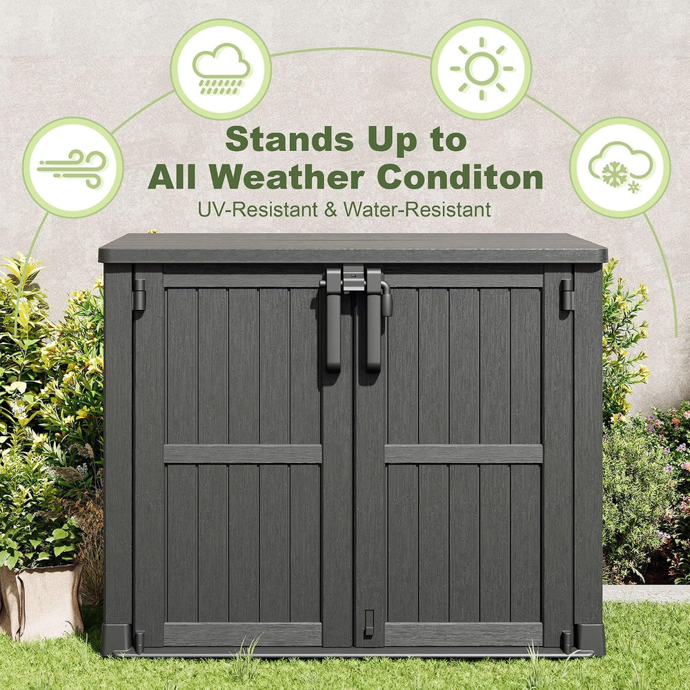 36 Cu Ft Horizontal Resin Storage Shed, Weatherproof Outdoor Storage Cabinet ...